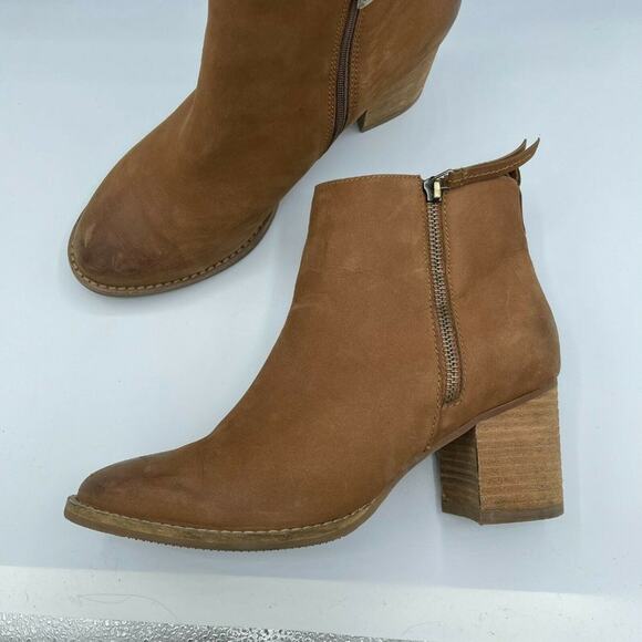 Blondo Brown Block Heel Side Double Zip Boots Womens 9.5 Fall Suede Leather - Picture 1 of 9